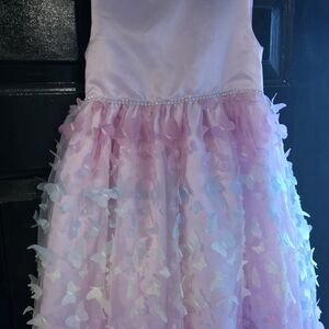 Pink Sleeveless Dress with Butterfly Accents